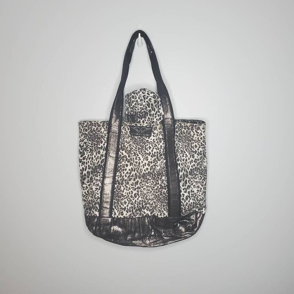 Victoria's Secret Vintage Snow Leopard Tote Makeup Bag Set Supermodel Essentials